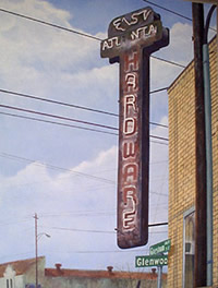 Acrylic painting of East Atlanta Hardware store