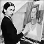 Frida Kahlo at easel