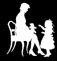 Inverse silhouette of mother and child