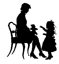 Silhouette of mother and child